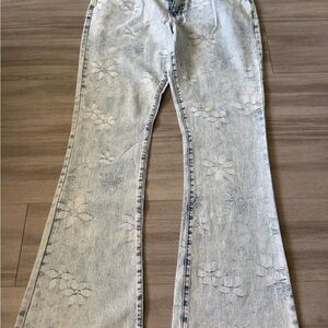 Men's Slim Floral Light Blue Jeans